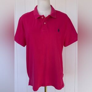 Polo Ralph Lauren Women’s Pique Polo Shirt Short Sleeves Hot Pink Size Large